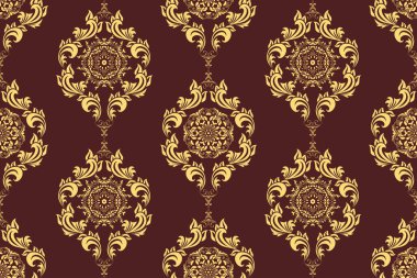 Arka planda kusursuz bir süs. Arka planda çiçek süsü var. Duvar kağıdı deseni. İç tasarımınız için şablon