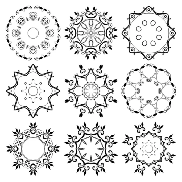 Set of round ornaments. Abstract illustration — Stockový vektor