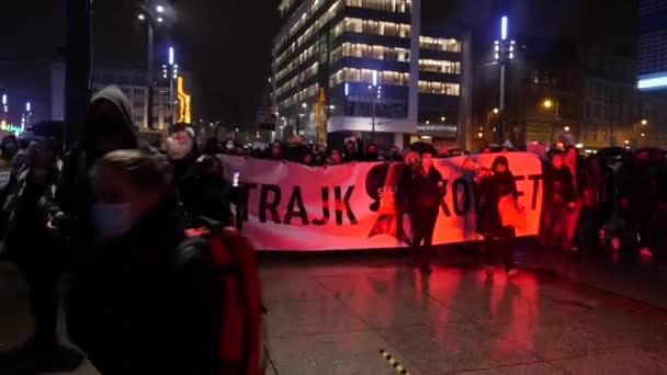 Katowice Pologne Octobre 2020 Manifestation Pour Interdiction Avortement Volontaire Des — Video