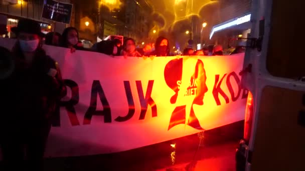 Katowice Pologne Octobre 2020 Manifestation Pour Interdiction Avortement Volontaire Des — Video