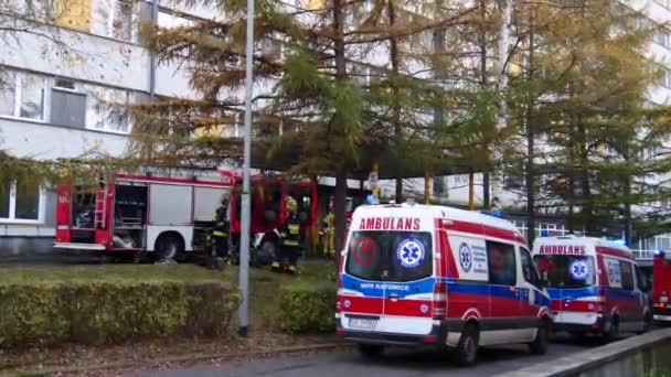 Katowice Poland November 2020 Evacuation Hospital Coronavirus Pandemic Fire Hospital — Stock Video