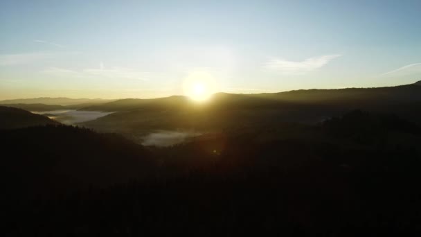 Amanecer Épico Las Montañas Vista Aérea Las Montañas Otoño Mañana — Vídeo de stock