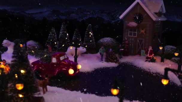 Різдво Новий Рік 2021 Різдвяному Селі Йде Сніг Чарівний Зимовий — стокове відео