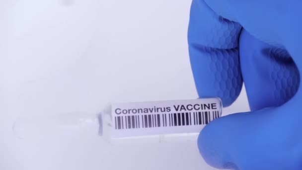 Vaccine Coronavirus Medical Laboratory Vaccine Covid Virus Concept Ampoule Vaccine — Stock Video