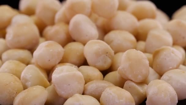 Nueces Macadamia Girando Cerca Macadamia Frutos Secos Orgánicos Ecológicos — Vídeos de Stock