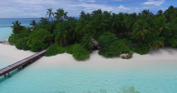 Luftaufnahme Der Tropischen Insel Indischen Ozean Ozeanwellen Und Blaue Lagune — Stockvideo