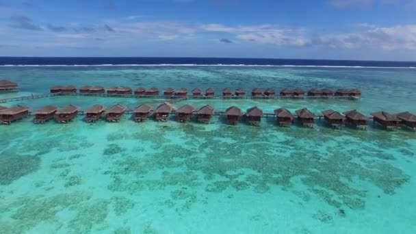 Aerial View Paradise Island Maldives White Sand Beach Turquoise Water — Stock Video