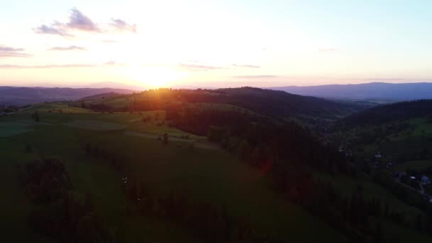 Răsărit Soare Munte Vedere Aeriană Răsărit Dimineață Epic Colorat Valea — Videoclip de stoc