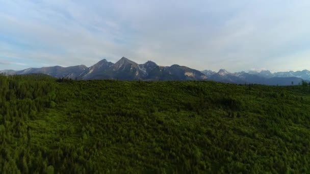 Panoramic Mountain Landscape Aerial View Wide Mountain Range Long Cinematic — Stock Video