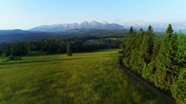 Panorama Aéreo Ampla Gama Altas Montanhas Verão Vista Panorâmica Colorida — Vídeo de Stock
