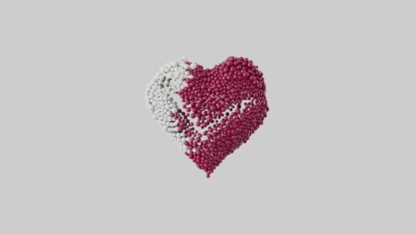 Qatar Nasjonaldag Desember Hjerteform Laget Glinsende Sfærer Animasjon Hjerteanimasjon Med – stockvideo