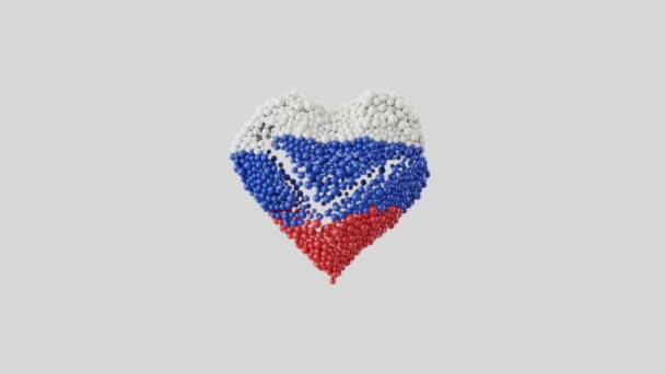 Russlands Nationalfeiertag Juni Herzform Aus Glänzenden Kugeln Animation Herzanimation Mit — Stockvideo