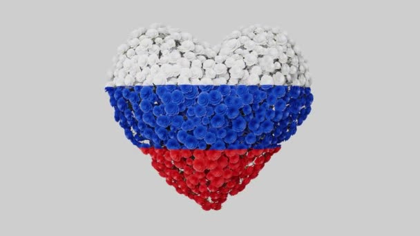 Russia National Day June Heart Animation Alpha Matte Flowers Forming — Stock Video