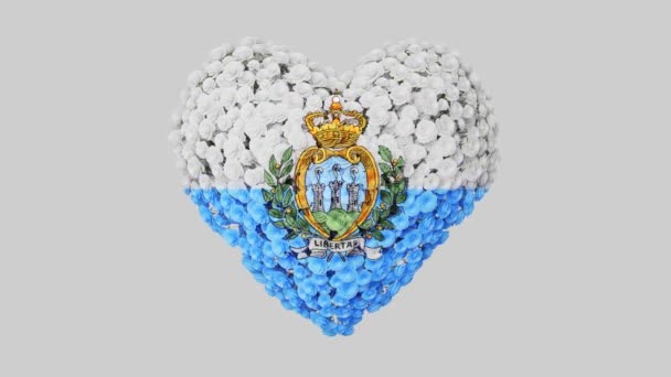 San Marino Dzień Narodowy Września Animacja Serca Matą Alfa Kwiaty — Wideo stockowe