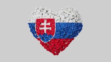 Slovakya. Ulusal Gün. 1 Ocak. Alfa mat ile kalp animasyonu. Çiçekler kalp şeklini oluşturuyor. 3B görüntüleme.