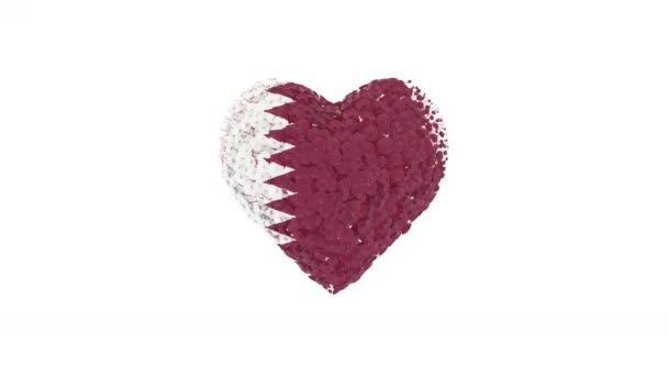 Día Nacional Qatar Diciembre Animación Del Corazón Con Alfa Mate — Vídeos de Stock