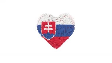 Slovakya. Ulusal Gün. 1 Ocak. Alfa mat ile kalp animasyonu. Çiçekler kalp şeklini oluşturuyor. 3B görüntüleme.