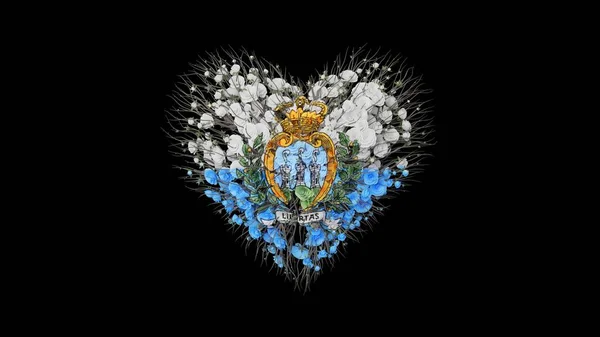 San Marino National Day September Heart Shape Made Out Flowers — Stock Photo, Image