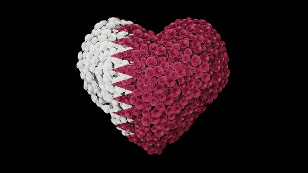 Qatar National Day December Heart Shape Made Out Flowers Black — Stock Photo, Image
