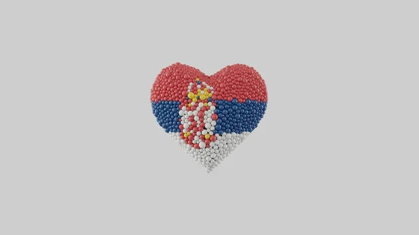 Serbia National Day February Heart Shape Made Out Shiny Sphere — Stock Photo, Image