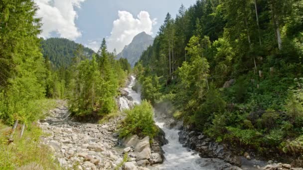 Timelapse Waterfall Mountains Water Flowing Rocks Forest Simmenfall Waterfalls Simmental — Αρχείο Βίντεο