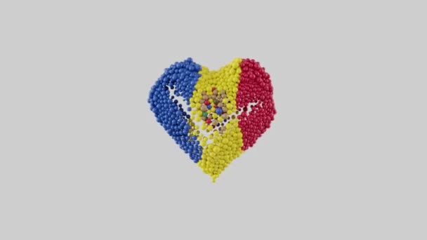 Moldawiens Nationalfeiertag August Independence Day Herzanimation Mit Alpha Matte Herzform — Stockvideo