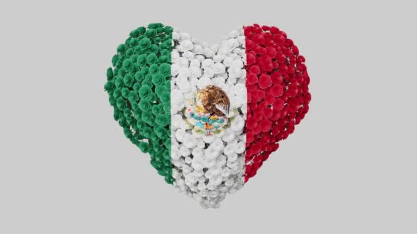 Día Nacional México Septiembre Día Independencia Animación Del Corazón Con — Vídeos de Stock