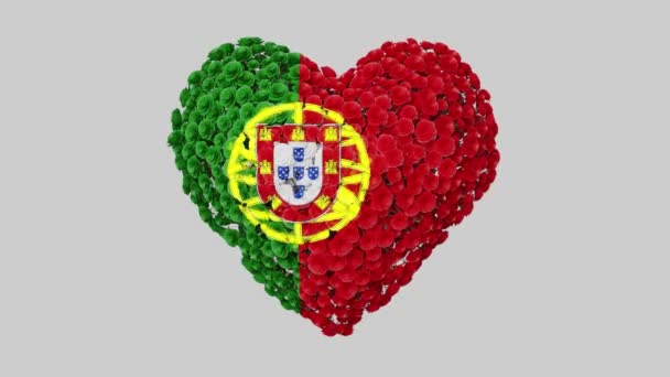 Fête Nationale Portugal Juin Animation Cardiaque Avec Alpha Mat Fleurs — Video