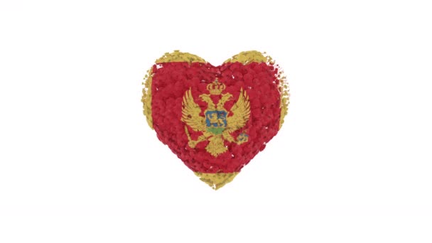 Montenegros Nationalfeiertag Juli Tag Der Staatlichkeit Herzanimation Mit Alpha Matte — Stockvideo