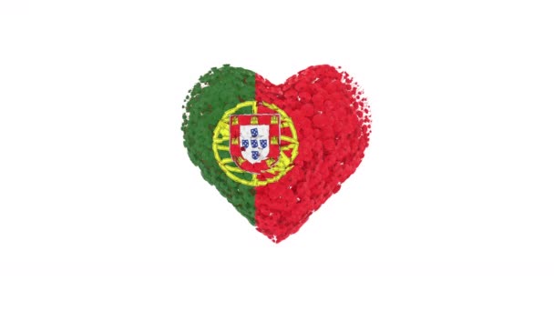 Portugalský Národní Den Června Srdeční Animace Alfa Matnou Květiny Vytvářejí — Stock video