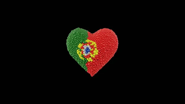 Εθνική Ημέρα Πορτογαλίας Ιουνίου Σχήμα Καρδιάς Φτιαγμένο Από Γυαλιστερές Σφαίρες — Φωτογραφία Αρχείου