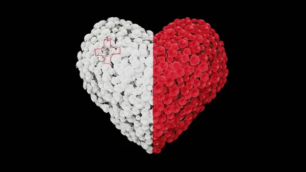 Εθνική Ημέρα Μάλτας Σεπτεμβρίου Ημέρα Ανεξαρτησίας Σχήμα Καρδιάς Φτιαγμένο Από — Φωτογραφία Αρχείου