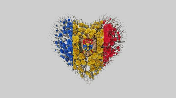 Dia Nacional Moldávia Agosto Dia Estado Forma Coração Feito Flores — Fotografia de Stock