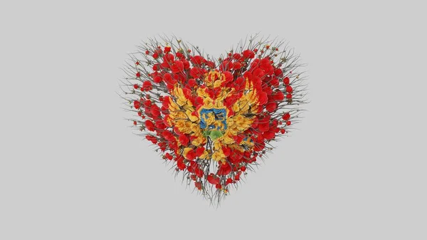 Montenegros Nationaldag Juli Statsdagen Hjärtat Form Gjord Blommor Vit Bakgrund — Stockfoto