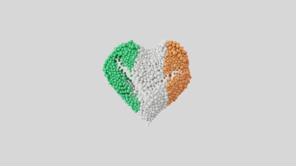 Fête Nationale Irlande Mars Animation Cardiaque Avec Alpha Mat Forme — Video