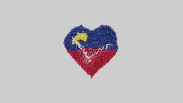 Lichtenštejnský Národní Den Srpna Srdeční Animace Alfa Matnou Tvar Srdce — Stock video
