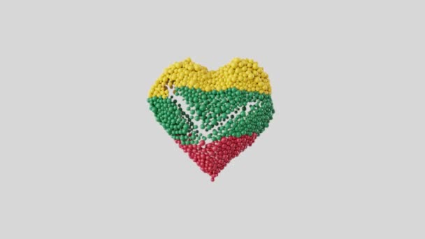 Dia Nacional Lituânia Dia Independência Fevereiro Animação Cardíaca Com Alfa — Vídeo de Stock