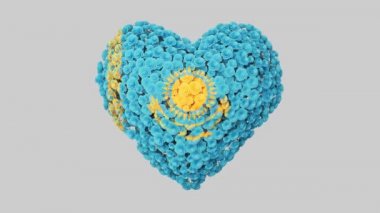 Kazakistan Ulusal Günü. 16 Aralık. Bağımsızlık Günü. Alfa mat ile kalp animasyonu. Çiçekler kalp şeklini oluşturuyor. 3B görüntüleme.