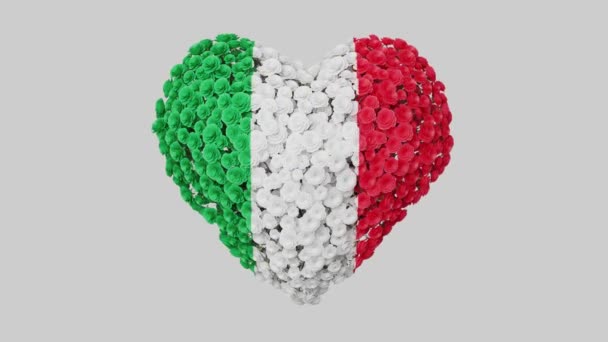 Italiens Nationaldag Juni Republikens Dag Hjärtanimation Med Alfa Matt Blommor — Stockvideo