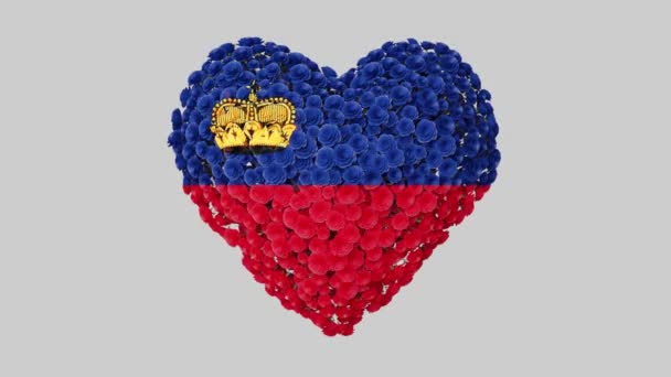 Día Nacional Liechtenstein Agosto Animación Del Corazón Con Alfa Mate — Vídeos de Stock