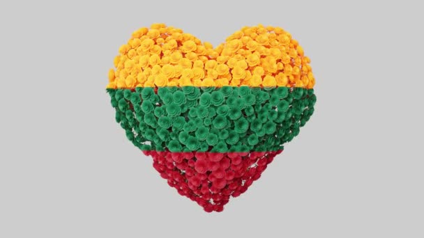 Lithuania National Day Independence Day February Heart Animation Alpha Matte — Stock Video