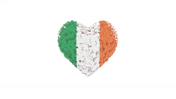 Εθνική Ημέρα Ιρλανδίας Μαρτίου Καρδιά Animation Άλφα Ματ Λουλούδια Που — Αρχείο Βίντεο
