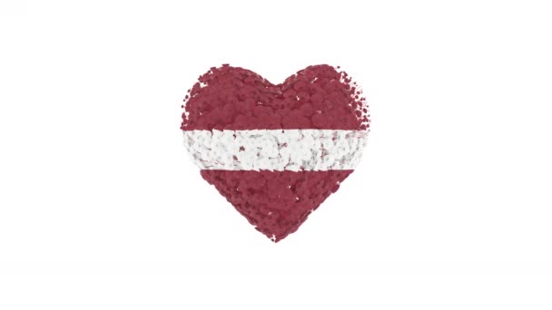 Día Nacional Letonia Noviembre Animación Del Corazón Con Alfa Mate — Vídeos de Stock