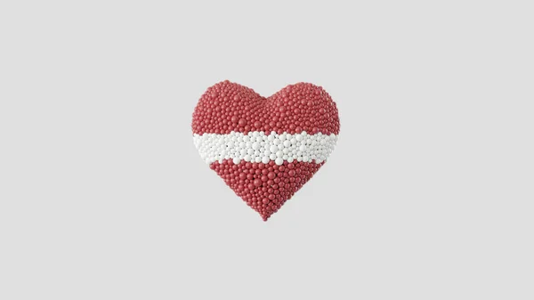 Εθνική Ημέρα Λετονίας Νοεμβρίου Σχήμα Καρδιάς Φτιαγμένο Από Γυαλιστερή Σφαίρα — Φωτογραφία Αρχείου