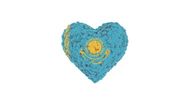 Kazakistan Ulusal Günü. 16 Aralık. Bağımsızlık Günü. Beyaz arka plandaki çiçeklerden yapılmış kalp şekli. 3B görüntüleme.