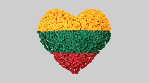 Litvánia Nemzeti Napja Függetlenség Napja Február Szív Alakú Készült Virágok — Stock Fotó