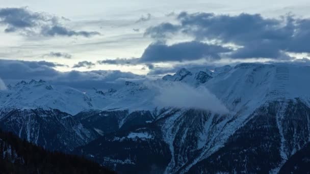 Timelapse Zonsopgang Alpen Winter Uitzicht Vanaf Bettmeralp Kanton Wallis Zwitserland — Stockvideo