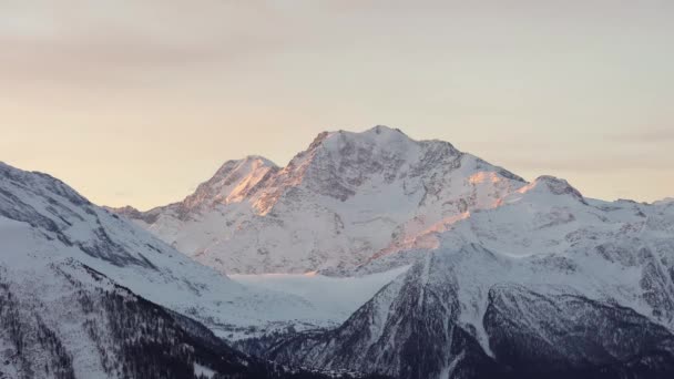 Alba Timelapse Nelle Montagne Alpine Durante Inverno Vista Bettmeralp Cantone — Video Stock