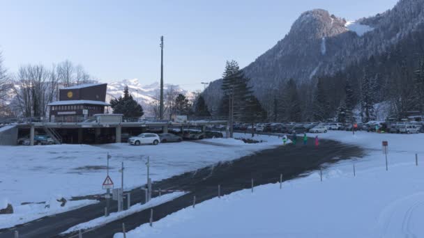 Morschach Kanton Schwyz Schweiz Januar 2021 Zeitraffer Seilbahnstation Winter Seilbahn — Stockvideo