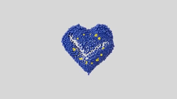 Europeiska Unionen Europadagen Maj Hjärtanimation Med Alfa Matt Hjärtat Form — Stockvideo